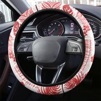 Vintage Hawaii Steering Wheel Cover Hibiscus Tapa Tribal With Hawaiian Quilt Pattern Red - Wonder Print Shop