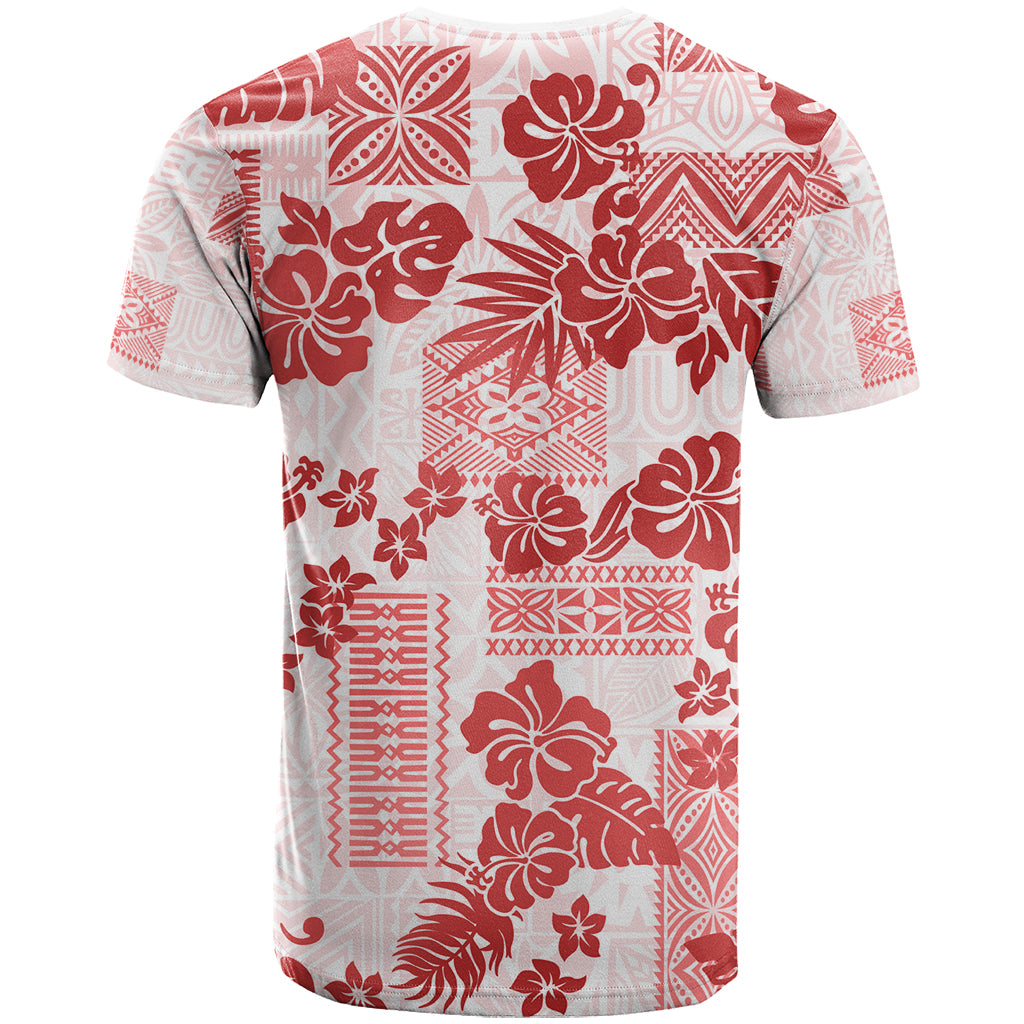 Vintage Hawaii T Shirt Hibiscus Tapa Tribal With Hawaiian Quilt Pattern Red - Wonder Print Shop