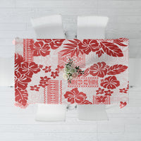 Vintage Hawaii Tablecloth Hibiscus Tapa Tribal With Hawaiian Quilt Pattern Red - Wonder Print Shop
