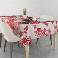 Vintage Hawaii Tablecloth Hibiscus Tapa Tribal With Hawaiian Quilt Pattern Red - Wonder Print Shop