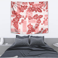 Vintage Hawaii Tapestry Hibiscus Tapa Tribal With Hawaiian Quilt Pattern Red - Wonder Print Shop