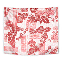 Vintage Hawaii Tapestry Hibiscus Tapa Tribal With Hawaiian Quilt Pattern Red - Wonder Print Shop