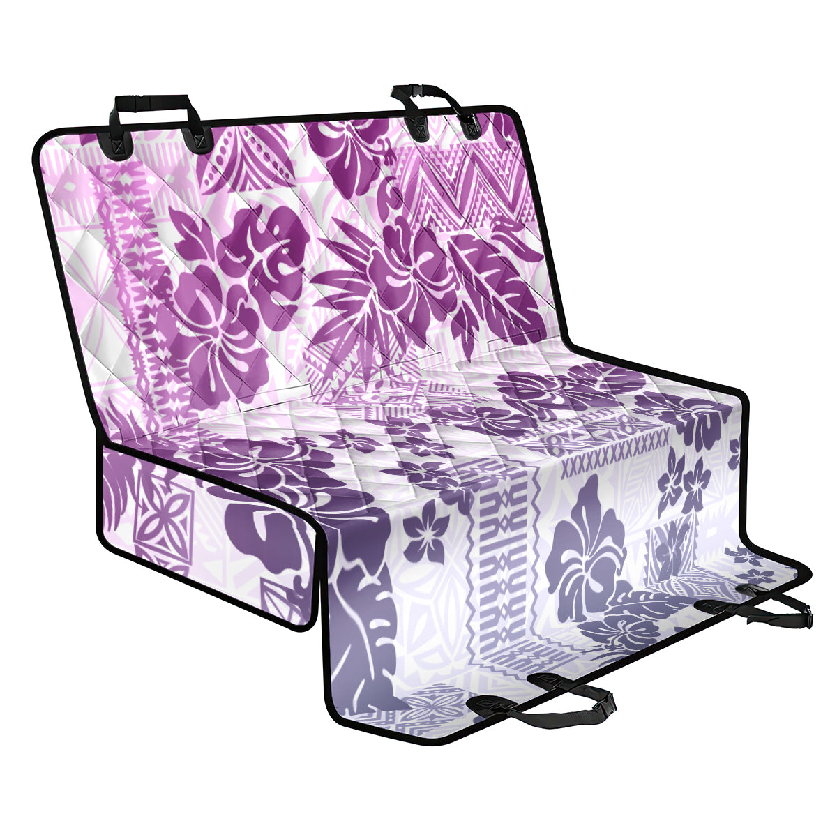 Vintage Hawaii Back Car Seat Cover Hibiscus Tapa Tribal With Hawaiian Quilt Pattern Violet LT9 - Wonder Print Shop