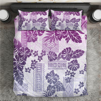 Vintage Hawaii Bedding Set Hibiscus Tapa Tribal With Hawaiian Quilt Pattern Violet LT9 - Wonder Print Shop