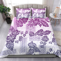 Vintage Hawaii Bedding Set Hibiscus Tapa Tribal With Hawaiian Quilt Pattern Violet LT9 - Wonder Print Shop