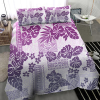 Vintage Hawaii Bedding Set Hibiscus Tapa Tribal With Hawaiian Quilt Pattern Violet LT9 - Wonder Print Shop