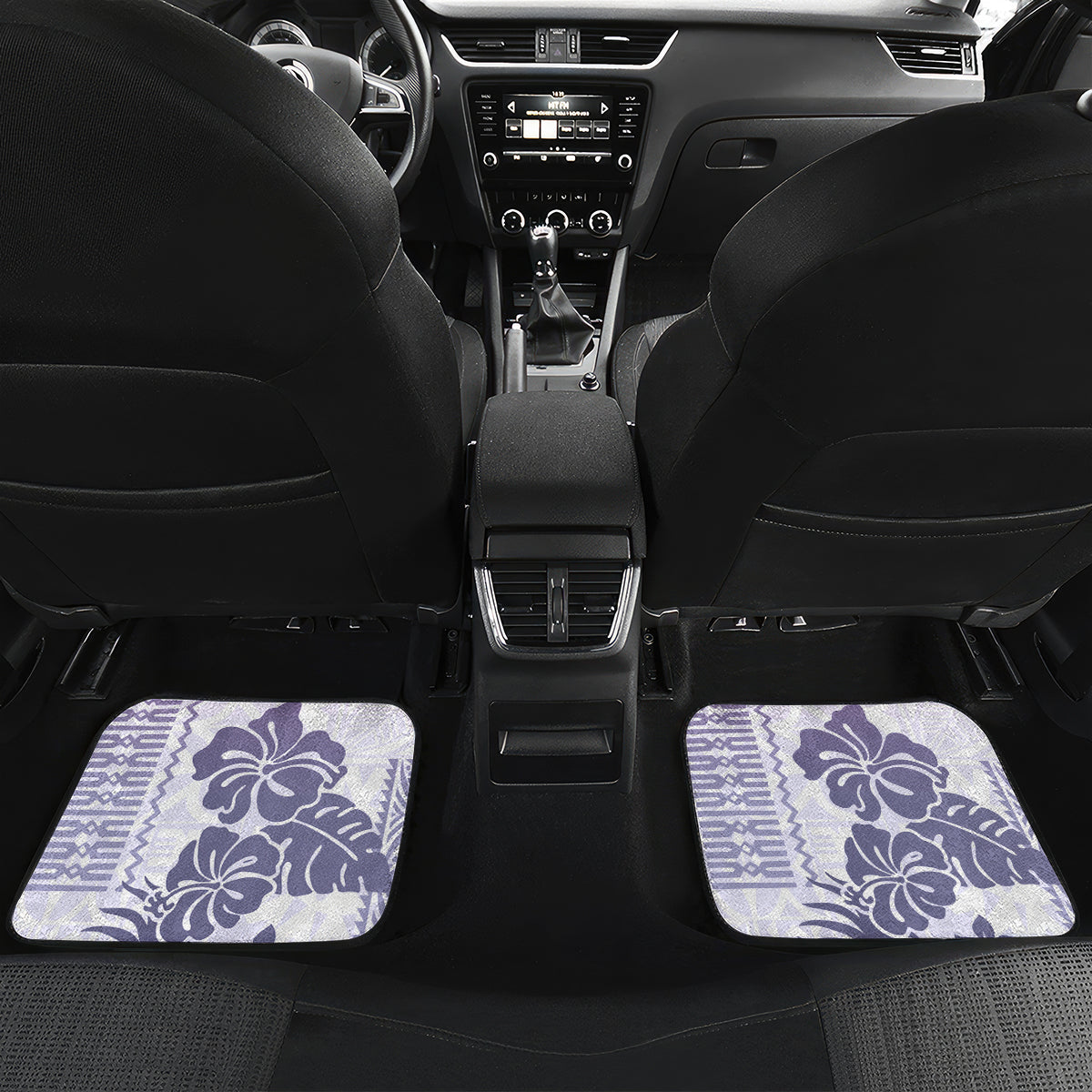 Vintage Hawaii Car Mats Hibiscus Tapa Tribal With Hawaiian Quilt Pattern Violet LT9 - Wonder Print Shop