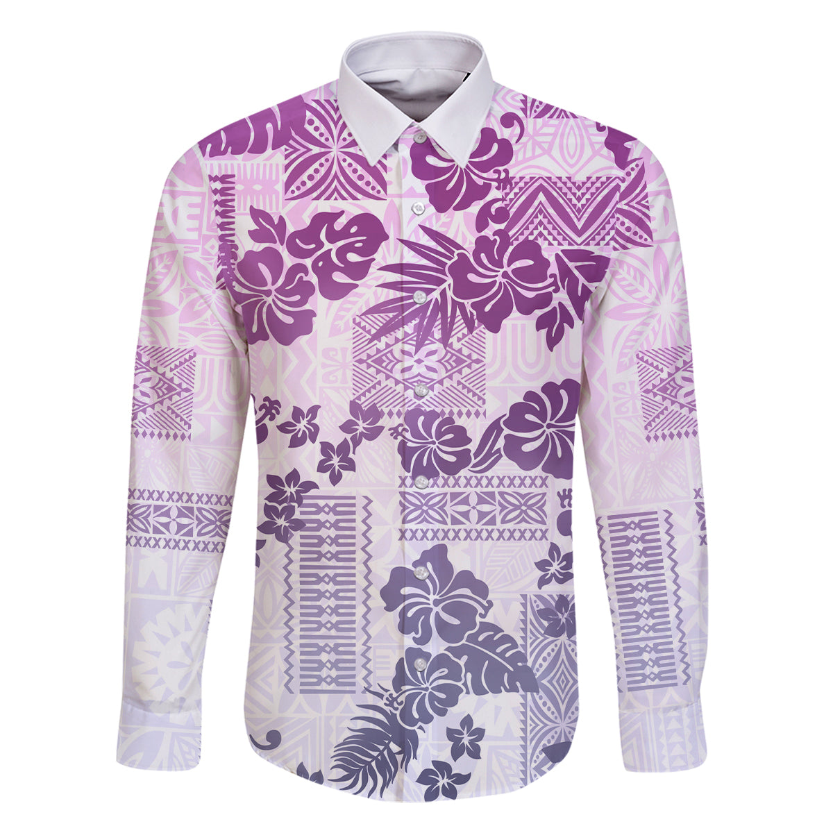 Vintage Hawaii Family Matching Long Sleeve Bodycon Dress and Hawaiian Shirt Hibiscus Tapa Tribal With Hawaiian Quilt Pattern Violet LT9 - Wonder Print Shop