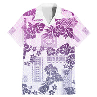 Vintage Hawaii Family Matching Mermaid Dress and Hawaiian Shirt Hibiscus Tapa Tribal With Hawaiian Quilt Pattern Violet LT9 - Wonder Print Shop