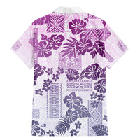 Vintage Hawaii Family Matching Mermaid Dress and Hawaiian Shirt Hibiscus Tapa Tribal With Hawaiian Quilt Pattern Violet LT9 - Wonder Print Shop