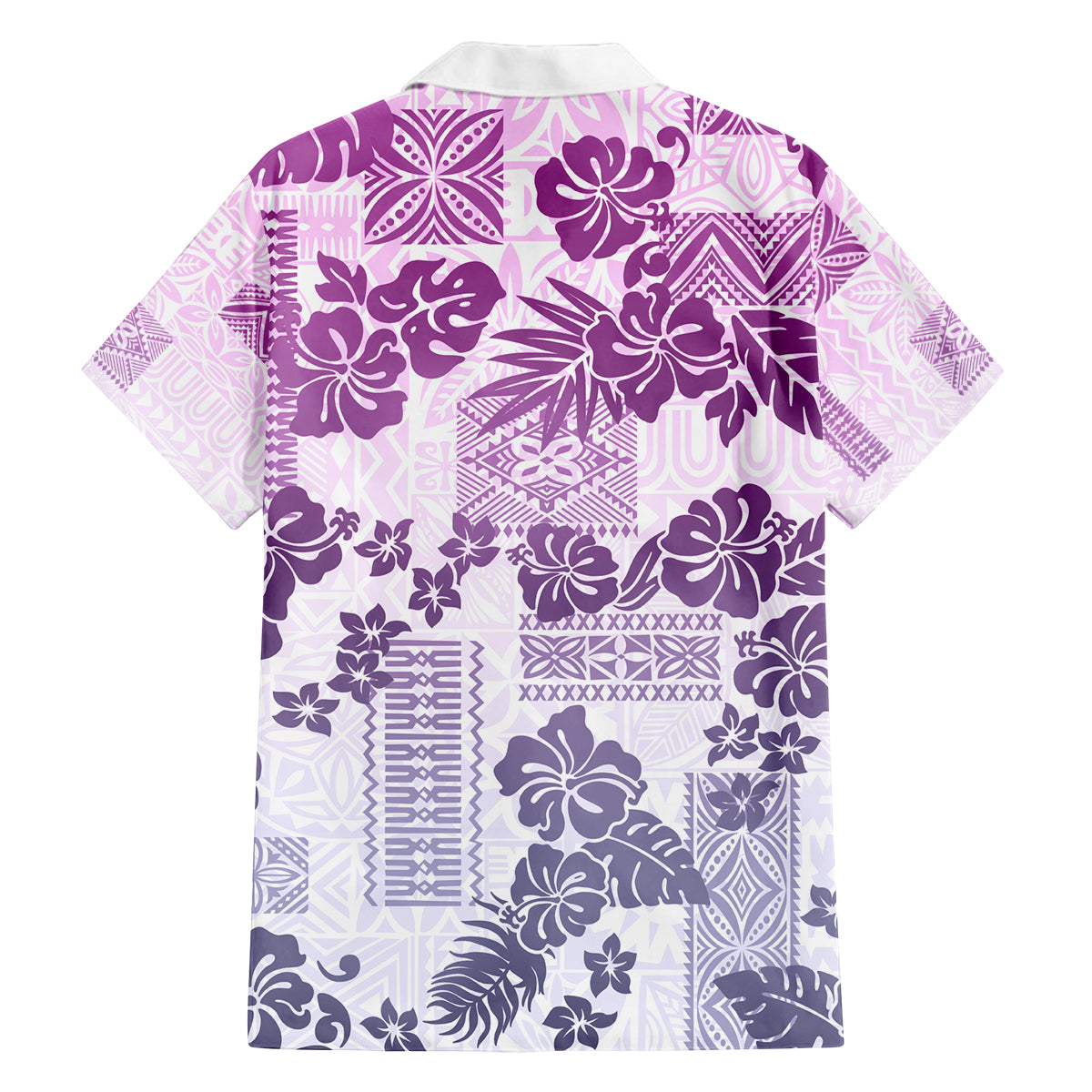 Vintage Hawaii Family Matching Off Shoulder Long Sleeve Dress and Hawaiian Shirt Hibiscus Tapa Tribal With Hawaiian Quilt Pattern Violet - Wonder Print Shop