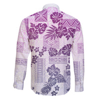 Vintage Hawaii Family Matching Tank Maxi Dress and Hawaiian Shirt Hibiscus Tapa Tribal With Hawaiian Quilt Pattern Violet - Wonder Print Shop