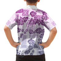 Vintage Hawaii Hawaiian Shirt Hibiscus Tapa Tribal With Hawaiian Quilt Pattern Violet - Wonder Print Shop