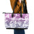 Vintage Hawaii Leather Tote Bag Hibiscus Tapa Tribal With Hawaiian Quilt Pattern Violet - Wonder Print Shop