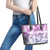 Vintage Hawaii Leather Tote Bag Hibiscus Tapa Tribal With Hawaiian Quilt Pattern Violet - Wonder Print Shop