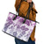 Vintage Hawaii Leather Tote Bag Hibiscus Tapa Tribal With Hawaiian Quilt Pattern Violet - Wonder Print Shop