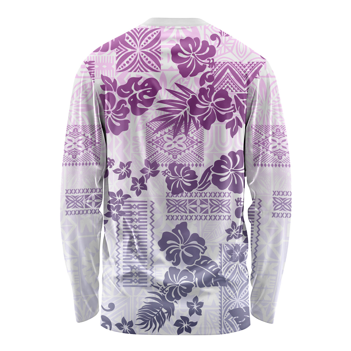 Vintage Hawaii Long Sleeve Shirt Hibiscus Tapa Tribal With Hawaiian Quilt Pattern Violet - Wonder Print Shop