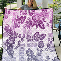 Vintage Hawaii Quilt Hibiscus Tapa Tribal With Hawaiian Quilt Pattern Violet - Wonder Print Shop