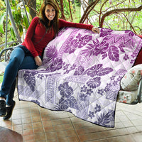 Vintage Hawaii Quilt Hibiscus Tapa Tribal With Hawaiian Quilt Pattern Violet - Wonder Print Shop