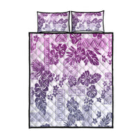 Vintage Hawaii Quilt Bed Set Hibiscus Tapa Tribal With Hawaiian Quilt Pattern Violet - Wonder Print Shop