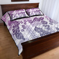 Vintage Hawaii Quilt Bed Set Hibiscus Tapa Tribal With Hawaiian Quilt Pattern Violet - Wonder Print Shop