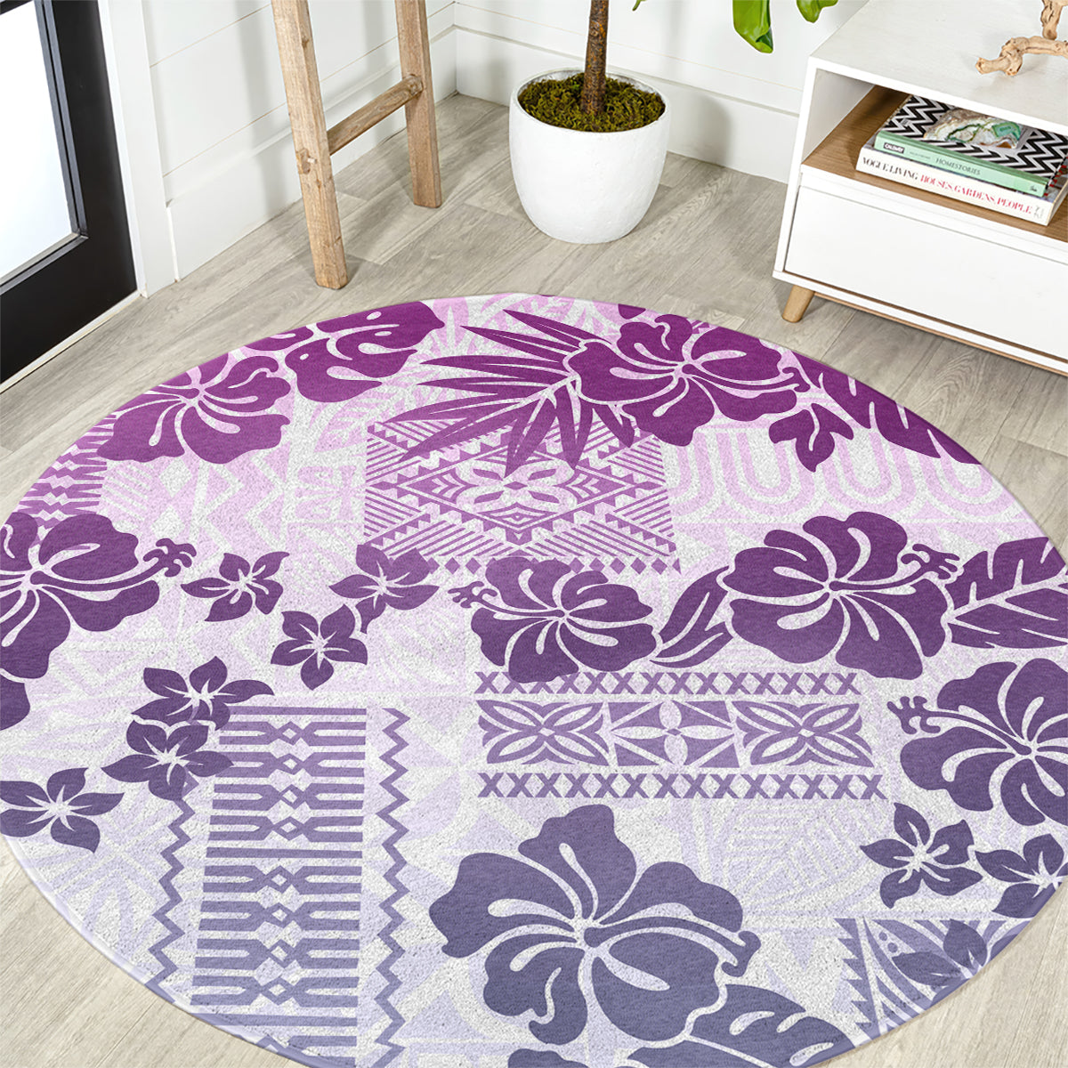 vintage-hawaii-round-carpet-hibiscus-tapa-tribal-with-hawaiian-quilt-pattern-violet