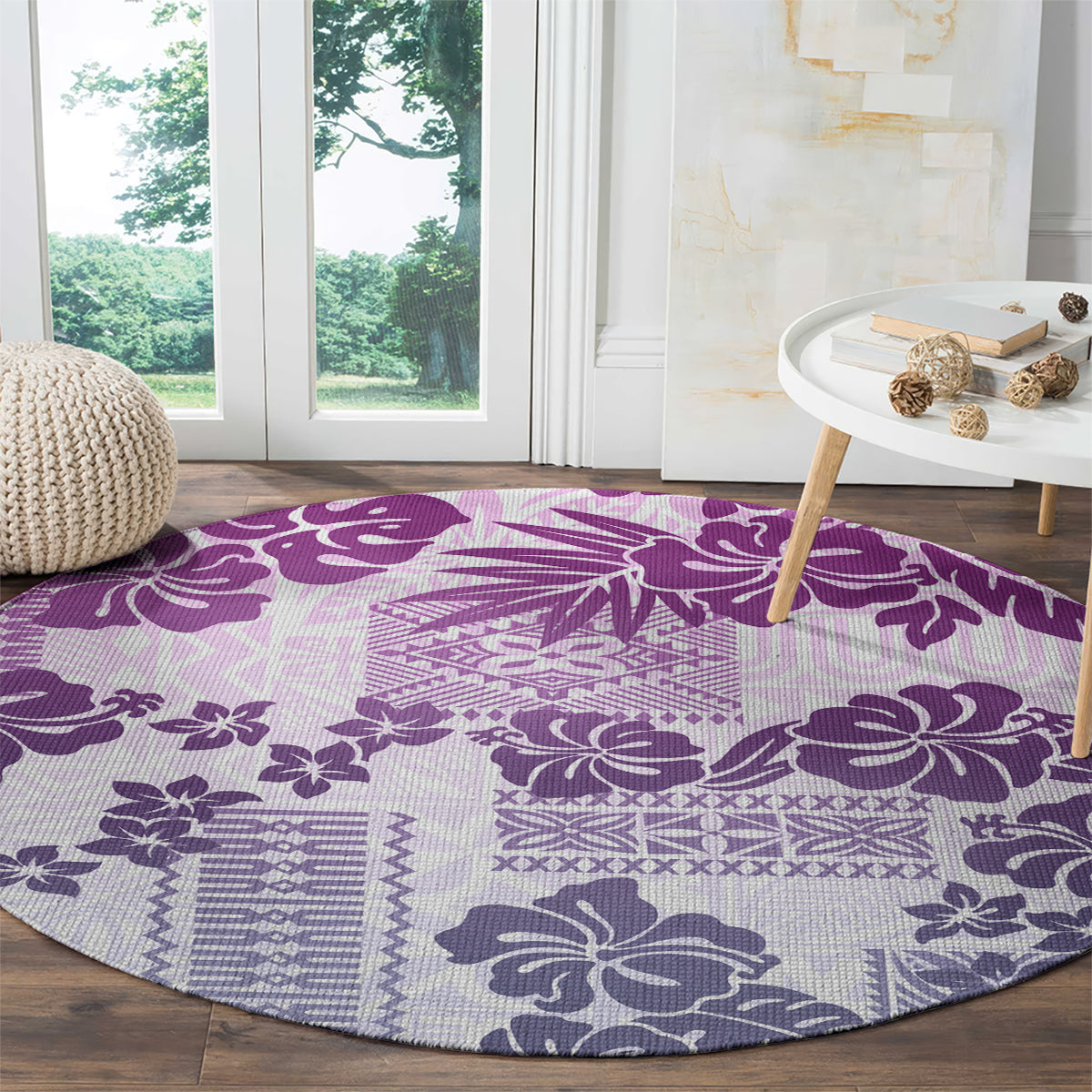 vintage-hawaii-round-carpet-hibiscus-tapa-tribal-with-hawaiian-quilt-pattern-violet