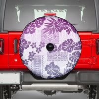 Vintage Hawaii Spare Tire Cover Hibiscus Tapa Tribal With Hawaiian Quilt Pattern Violet - Wonder Print Shop