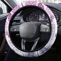 Vintage Hawaii Steering Wheel Cover Hibiscus Tapa Tribal With Hawaiian Quilt Pattern Violet - Wonder Print Shop
