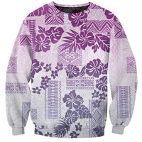 Vintage Hawaii Sweatshirt Hibiscus Tapa Tribal With Hawaiian Quilt Pattern Violet - Wonder Print Shop