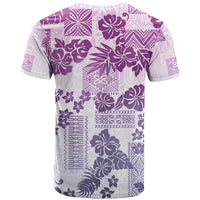 Vintage Hawaii T Shirt Hibiscus Tapa Tribal With Hawaiian Quilt Pattern Violet - Wonder Print Shop