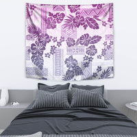 Vintage Hawaii Tapestry Hibiscus Tapa Tribal With Hawaiian Quilt Pattern Violet - Wonder Print Shop