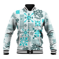 Hawaii Tapa Tribal Baseball Jacket With Hawaiian Quilt Pattern Aqua LT9 - Wonder Print Shop