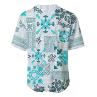 Hawaii Tapa Tribal Baseball Jersey With Hawaiian Quilt Pattern Aqua LT9 - Wonder Print Shop