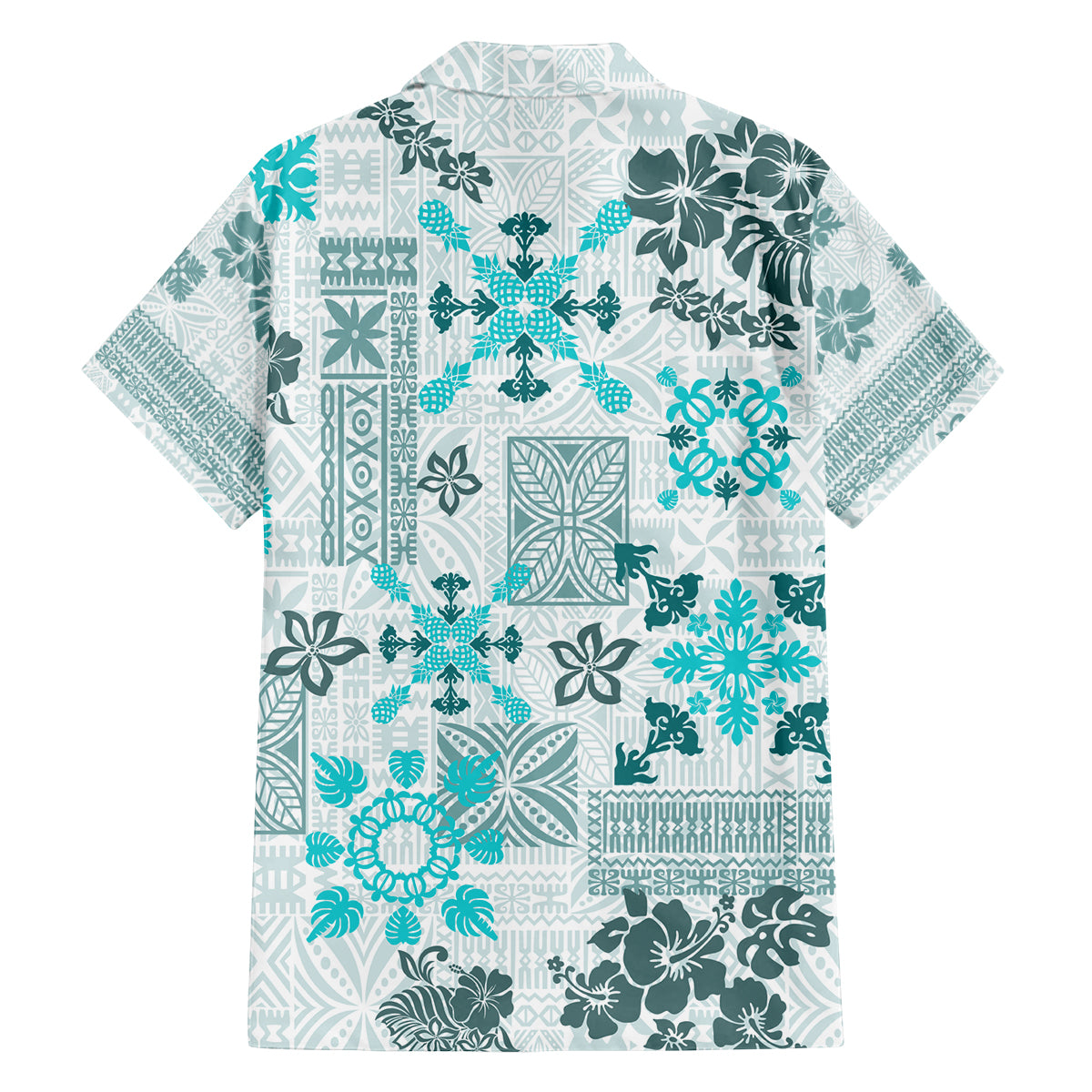 Hawaii Tapa Tribal Family Matching Summer Maxi Dress and Hawaiian Shirt With Hawaiian Quilt Pattern Aqua - Wonder Print Shop