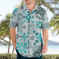 Hawaii Tapa Tribal Hawaiian Shirt With Hawaiian Quilt Pattern Aqua - Wonder Print Shop