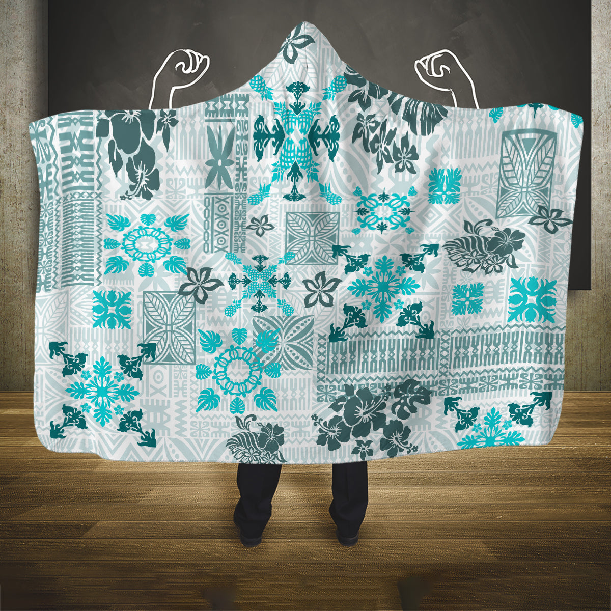 hawaii-tapa-tribal-hooded-blanket-with-hawaiian-quilt-pattern-aqua
