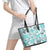 Hawaii Tapa Tribal Leather Tote Bag With Hawaiian Quilt Pattern Aqua - Wonder Print Shop