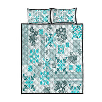 Hawaii Tapa Tribal Quilt Bed Set With Hawaiian Quilt Pattern Aqua - Wonder Print Shop