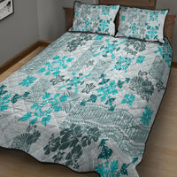 Hawaii Tapa Tribal Quilt Bed Set With Hawaiian Quilt Pattern Aqua - Wonder Print Shop