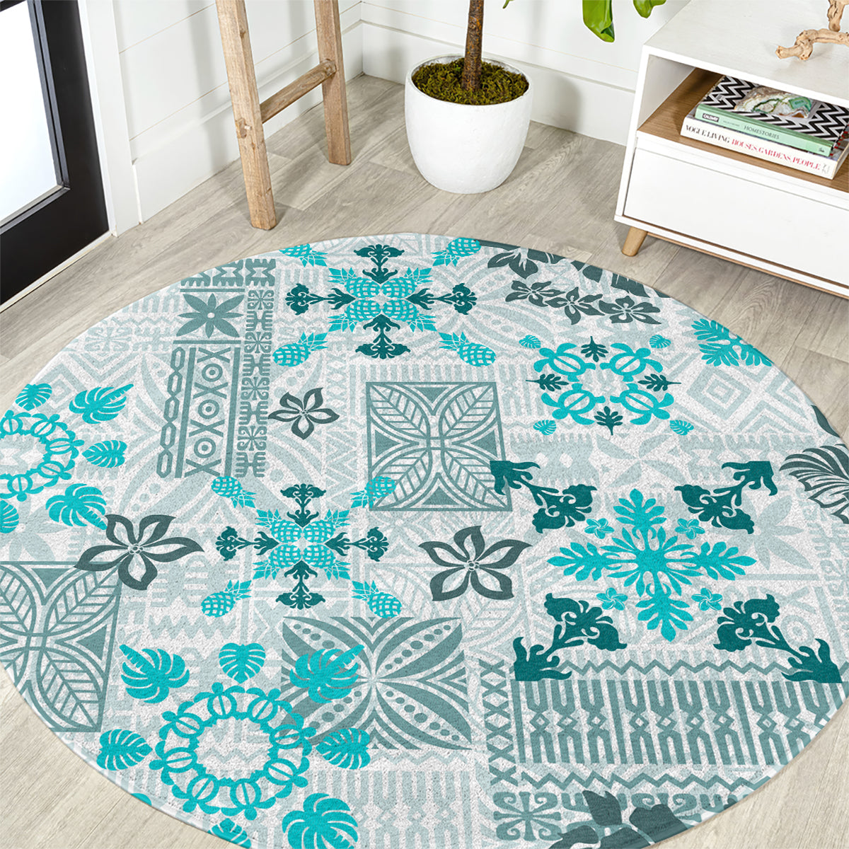 hawaii-tapa-tribal-round-carpet-with-hawaiian-quilt-pattern-aqua