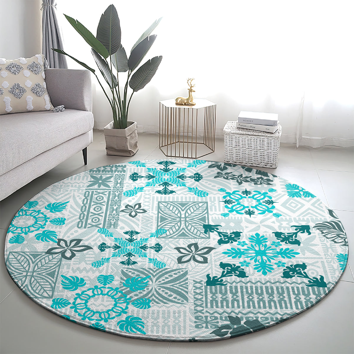 hawaii-tapa-tribal-round-carpet-with-hawaiian-quilt-pattern-aqua