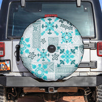 Hawaii Tapa Tribal Spare Tire Cover With Hawaiian Quilt Pattern Aqua - Wonder Print Shop