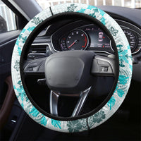 Hawaii Tapa Tribal Steering Wheel Cover With Hawaiian Quilt Pattern Aqua - Wonder Print Shop