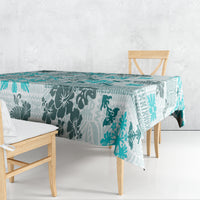 Hawaii Tapa Tribal Tablecloth With Hawaiian Quilt Pattern Aqua - Wonder Print Shop