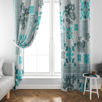 Hawaii Tapa Tribal Window Curtain With Hawaiian Quilt Pattern Aqua - Wonder Print Shop