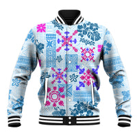 Hawaii Tapa Tribal Baseball Jacket With Hawaiian Quilt Pattern Blue LT9 - Wonder Print Shop