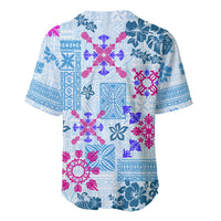 Hawaii Tapa Tribal Baseball Jersey With Hawaiian Quilt Pattern Blue LT9 - Wonder Print Shop