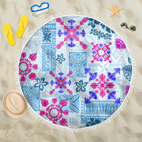 Hawaii Tapa Tribal Beach Blanket With Hawaiian Quilt Pattern Blue LT9 - Wonder Print Shop