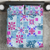 Hawaii Tapa Tribal Bedding Set With Hawaiian Quilt Pattern Blue LT9 - Wonder Print Shop